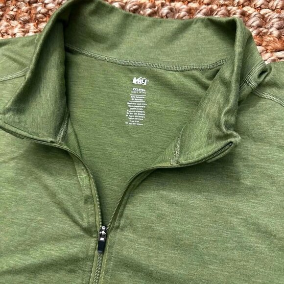 REI Quarter Zip Mock Neck Pullover Mens Performance (2XL) Green - Picture 1 of 6